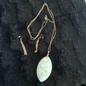 Gold and White Costume Long Necklace